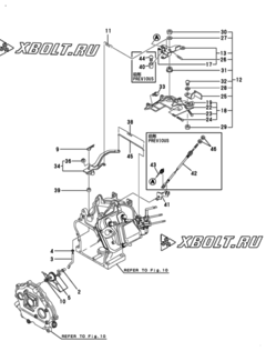  Двигатель Yanmar GA180SEHPS, узел -  Регулятор оборотов и прибор управления 
