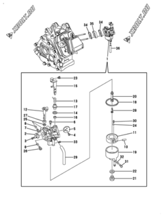  Двигатель Yanmar GA210S(E)HPS, узел -  Карбюратор 