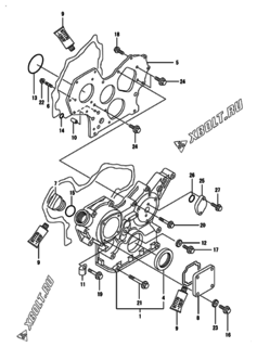  Двигатель Yanmar 3TNE84-GB2B, узел -  Корпус редуктора 