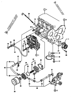  Двигатель Yanmar 3TNE84-GB2B, узел -  Система смазки 