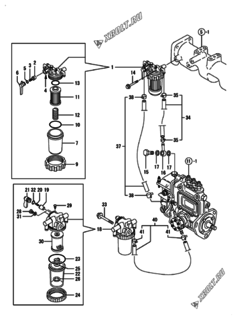  Двигатель Yanmar 3TNE84-GB2B, узел -  Топливопровод 