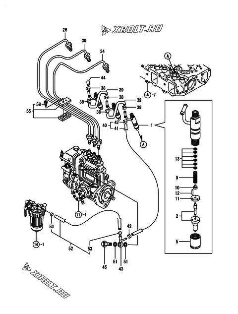  Форсунка двигателя Yanmar 3TNE84-GB2C