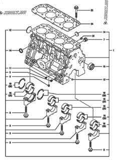 Двигатель Yanmar 4TNE84T-GB2B, узел -  Блок цилиндров 