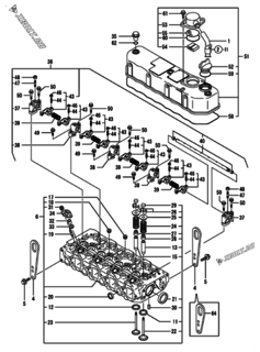  Двигатель Yanmar 4TNE84T-GB2B, узел -  Головка блока цилиндров (ГБЦ) 