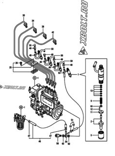  Двигатель Yanmar 4TNE84T-GB2B, узел -  Форсунка 