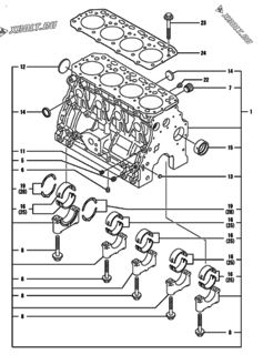  Двигатель Yanmar 4TNE84T-GB2C, узел -  Блок цилиндров 