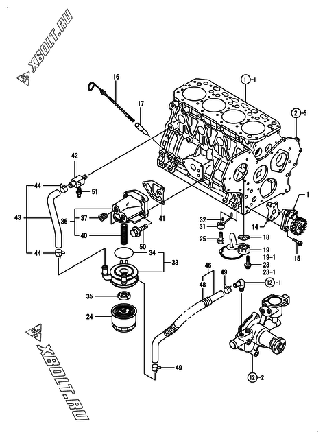  Система смазки двигателя Yanmar 4TNE84T-GB2C