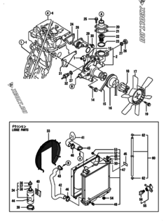  Двигатель Yanmar 4TNE84T-GB2C, узел -  Система водяного охлаждения 
