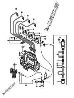  Двигатель Yanmar 4TNE84T-GB2C, узел -  Форсунка 