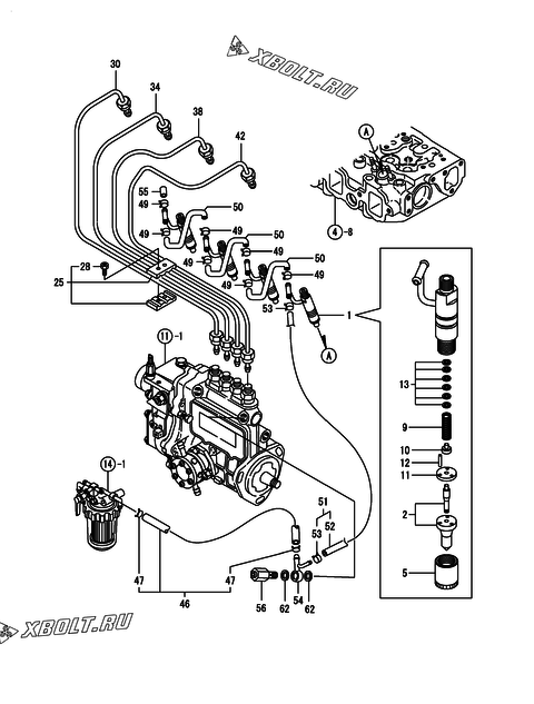  Форсунка двигателя Yanmar 4TNE84-GB2C