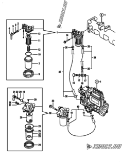  Двигатель Yanmar 4TNE84-GB2C, узел -  Топливопровод 