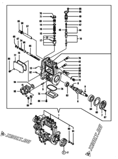  Двигатель Yanmar 3TNV76-HGB2B, узел -  Топливный насос высокого давления (ТНВД) 