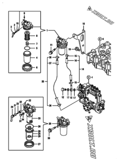  Двигатель Yanmar 3TNV76-HGB2B, узел -  Топливопровод 