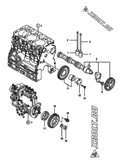  Двигатель Yanmar 3TNV70-HGB2B, узел -  Распредвал и приводная шестерня 