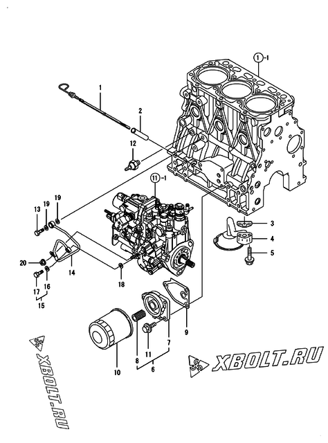  Система смазки двигателя Yanmar 3TNV88-GGB1B