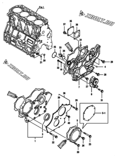  Двигатель Yanmar 4TNV98-GGB1B, узел -  Корпус редуктора 