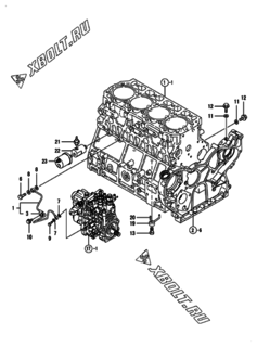  Двигатель Yanmar 4TNV106GGB1B, узел -  Система смазки 