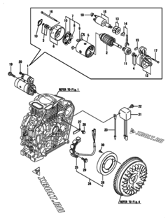  Двигатель Yanmar L70N6-GEY, узел -  Стартер и генератор 