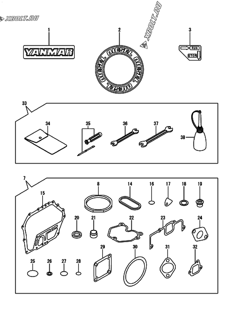  Инструменты, шильды и комплект прокладок двигателя Yanmar L70N6-GEY