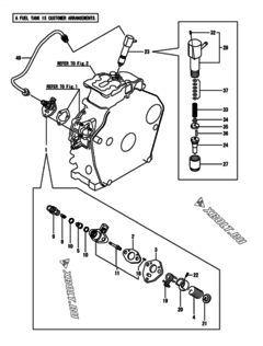  Двигатель Yanmar L48N6-GY, узел -  Топливный насос высокого давления (ТНВД) и форсунка 