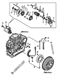  Двигатель Yanmar L48N6-GEY, узел -  Стартер и генератор 