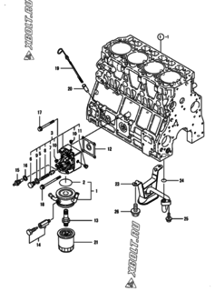  Двигатель Yanmar 4TNV106T-GGL6, узел -  Система смазки 