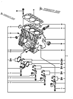  Двигатель Yanmar 3TNE84T-GH2, узел -  Блок цилиндров 