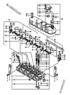  Двигатель Yanmar 4TNE84T-GH2, узел -  Головка блока цилиндров (ГБЦ) 