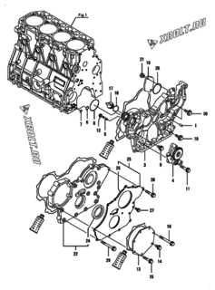  Двигатель Yanmar 4TNV98T-ZGHK, узел -  Корпус редуктора 