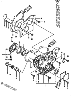  Двигатель Yanmar 4TNV84T-BGHK, узел -  Корпус редуктора 