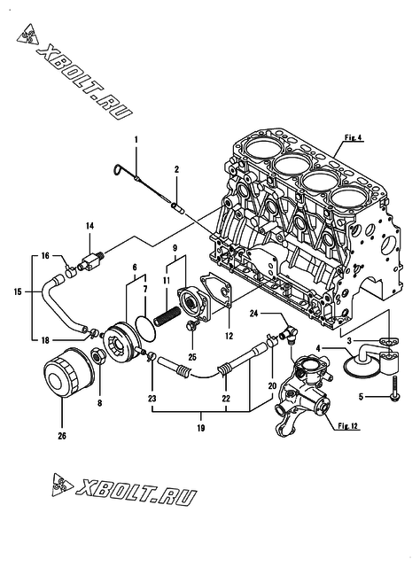  Система смазки двигателя Yanmar 4TNV84T-BGHK