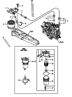  Двигатель Yanmar 4TNV84T-BGHK, узел -  Топливопровод 