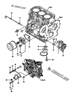  Двигатель Yanmar 3TNV88-BGHK, узел -  Система смазки 