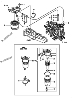 Двигатель Yanmar 3TNV88-BGHK, узел -  Топливопровод 