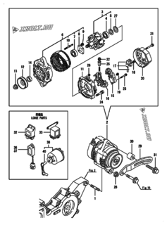  Двигатель Yanmar 3TNV88-BGHK, узел -  Генератор 