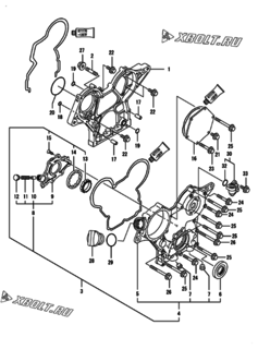  Двигатель Yanmar YPU23V, узел -  Корпус редуктора 