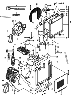  Двигатель Yanmar YPU35V, узел -  Радиатор 