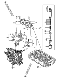  Двигатель Yanmar YPU35V, узел -  Форсунка 