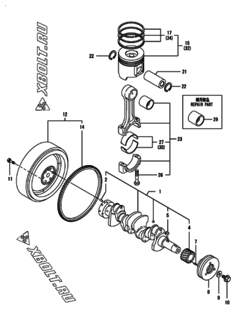  Двигатель Yanmar YPU45V, узел -  Коленвал и поршень 