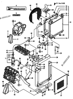  Двигатель Yanmar YPU45V, узел -  Радиатор 