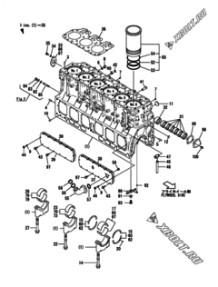  Двигатель Yanmar 6HAL2C-EP, узел -  Блок цилиндров 