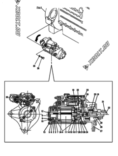  Двигатель Yanmar 6HAL2C-EP, узел -  Стартер 