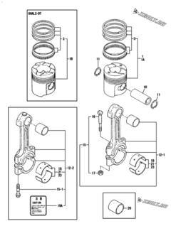  Двигатель Yanmar 6HAL2-DT, узел -  Поршень и шатун 