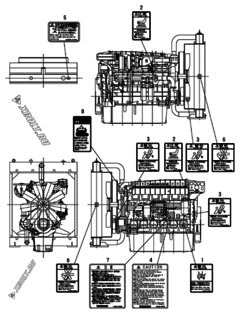  Двигатель Yanmar AY20L-ET, узел -  Шильда безопасности 