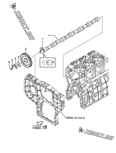  Двигатель Yanmar AY20L-ET, узел -  Распредвал 