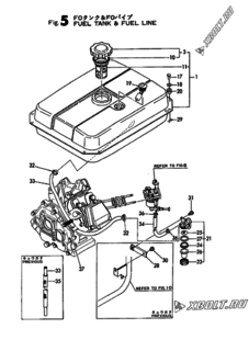  Двигатель Yanmar YSG1506, узел -  Топливный бак и топливопровод 