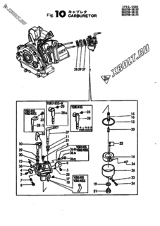  Двигатель Yanmar YGW140, узел -  Карбюратор 
