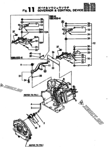  Двигатель Yanmar YGW140SS-H, узел -  Регулятор оборотов и прибор управления 