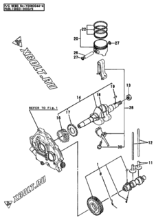  Двигатель Yanmar GA120RD(E)GY, узел -  Коленвал, поршень и распредвал 
