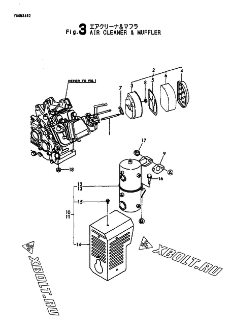  Воздушный фильтр и глушитель двигателя Yanmar YSG2500-6